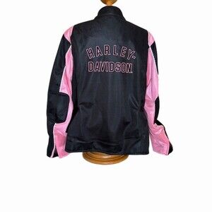 Harley-Davidson Womens Motorcycle Riding Jacket Black/Pink Mesh Hooded 2XL